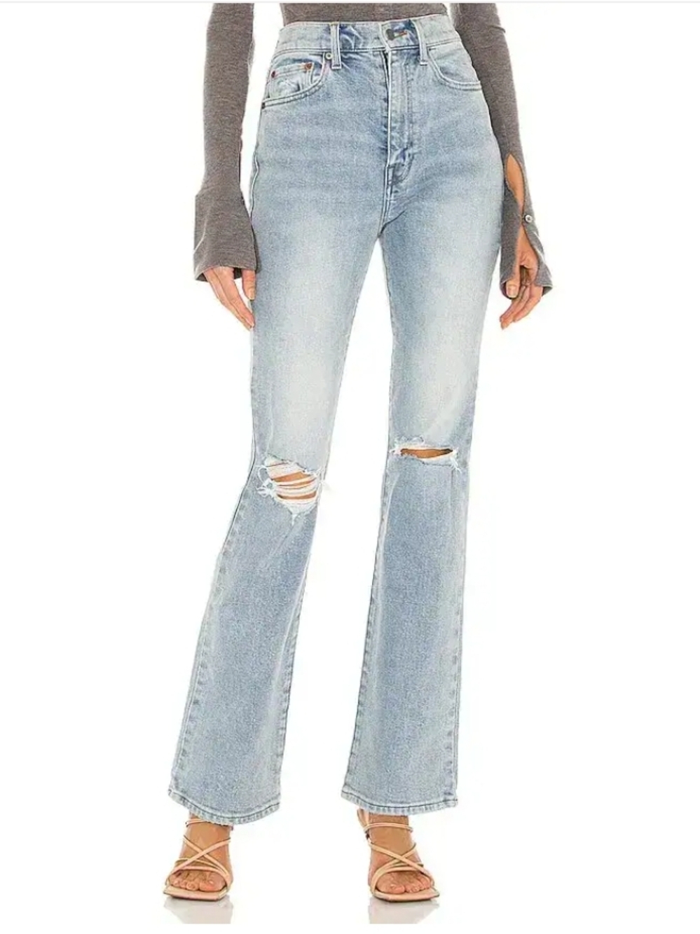 Pistola Dana Light Blue High-Rise Distressed Flare Jeans Size 29